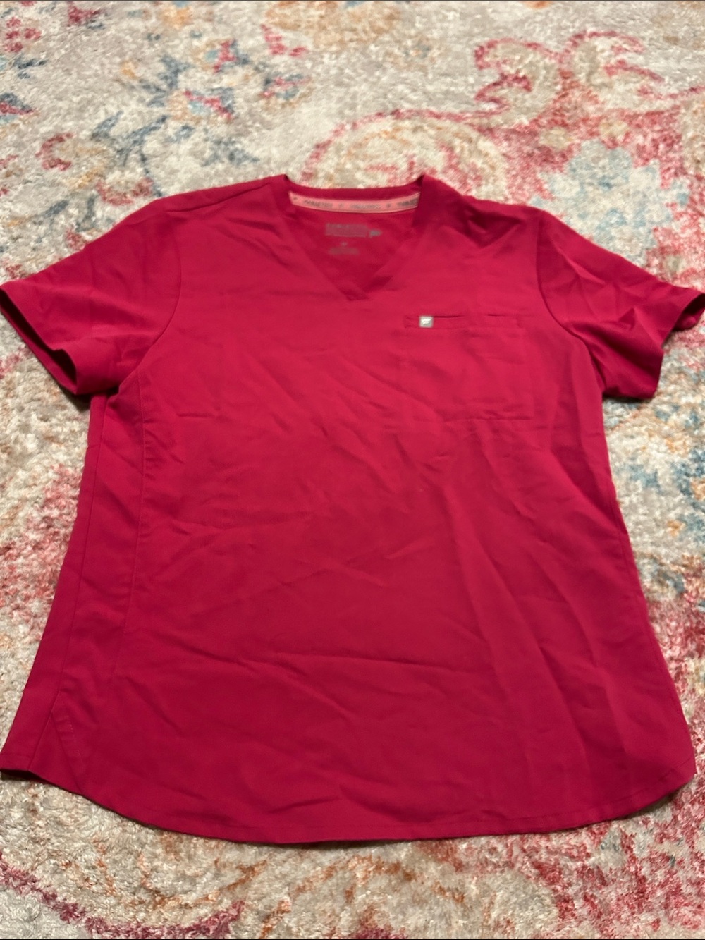 Fabletics Women's Short Sleeve scrubs Berry Red both medium
